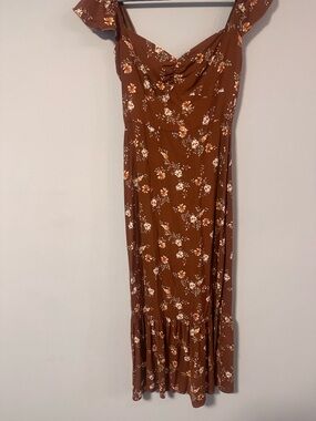 Park & Fifth Rust Brown Floral Midi Dress
